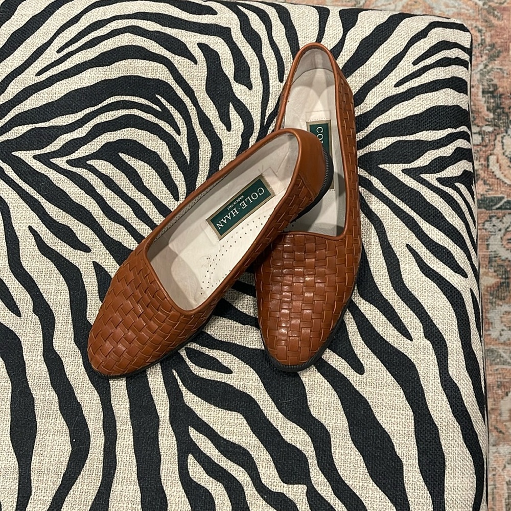 Cole Haan Dunbar Cognac Women’s Basketweave Loafer Flat